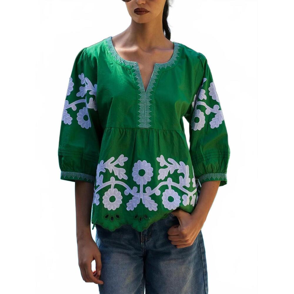 NEW ROSE AND ROSE gladiola top in leaf green